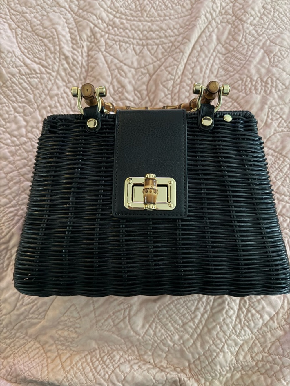 Lilly Pulitzer Leena Wicker Mini Top-Handle Bag